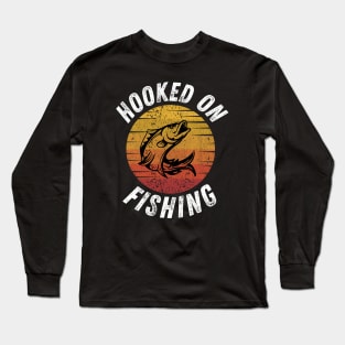 Hooked On Fishing Vintage Distressed Long Sleeve T-Shirt
